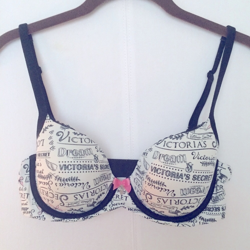 Victoria’s Secret Pink Body Lined Demi Bra 32D Logo Signature smooth T-shirt
